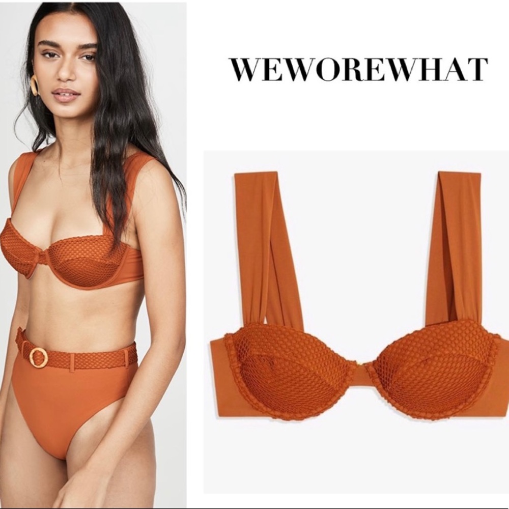 FINAL SALE NWOT WeWoreWhat Rust Orange Crochet Claudia Bikini Top